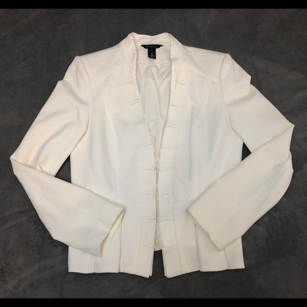 White House Black Market Ivory Open-Front Tailored Blazer